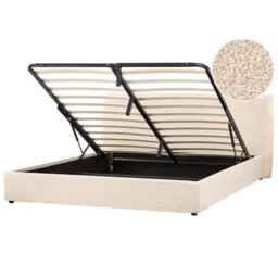 Beliani Ottoman Bed Boucle Lavaur 180 X 200 Cm (Eu Super King) Beige - thumbnail 1