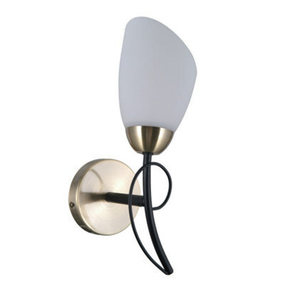 Luminosa Lighting Luminosa Stylized Wall Lamp Black, Antique Bronze 1 Light  With White Shade, E27 - image 1