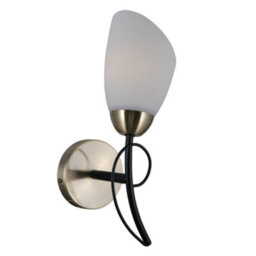 Luminosa Lighting Luminosa Stylized Wall Lamp Black, Antique Bronze 1 Light  With White Shade, E27 - thumbnail 2