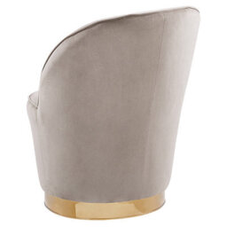 Beliani Light Beige Velvet Round Tub Armchair With Gold Metal Base - Retro Glam Accent Chair - thumbnail 5