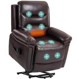 Homcom Massage Recliner Chair, Lift Chair With Heat, Usb, Remote, Brown - thumbnail 2