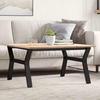 Berkfield Coffee Table Y-Frame 80X80X45 Cm Solid Wood Pine And Steel - image 1