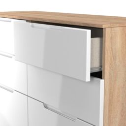 Messina Ready Assembled White & Oak 6 Drawer Wide Chest (H)785mm (W)1100mm (D)390mm - thumbnail 2
