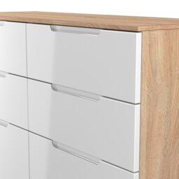 Messina Ready Assembled White & Oak 6 Drawer Wide Chest (H)785mm (W)1100mm (D)390mm - thumbnail 3