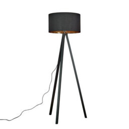 Valuelights Barbro Black Tripod Floor Lamp With Metallic Inner Shade And Bulb - thumbnail 2