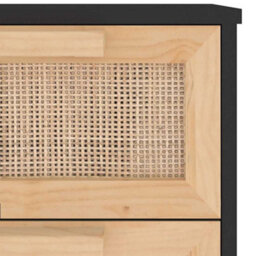 Vidaxl Sideboard Black 40X30X90 Cm Solid Wood Pine And Natural Rattan - thumbnail 7
