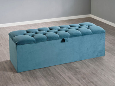 Divan Base Direct Vega Ottoman Storage Box 4Ft6 Double - Plush Teal - image 1