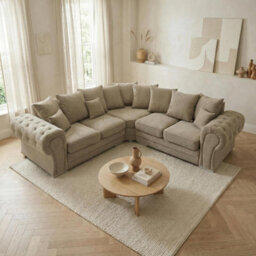 Abakus Direct Verona Corner Sofa In Beige Linen Fabric - thumbnail 3