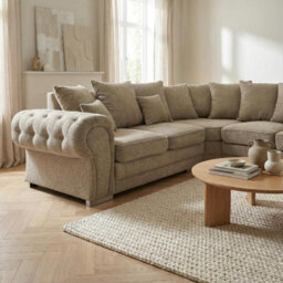 Abakus Direct Verona Corner Sofa In Beige Linen Fabric - thumbnail 4