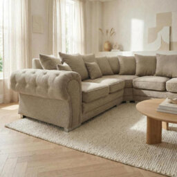 Abakus Direct Verona Corner Sofa In Beige Linen Fabric - thumbnail 2