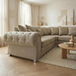 Abakus Direct Verona Corner Sofa In Beige Linen Fabric - thumbnail 6