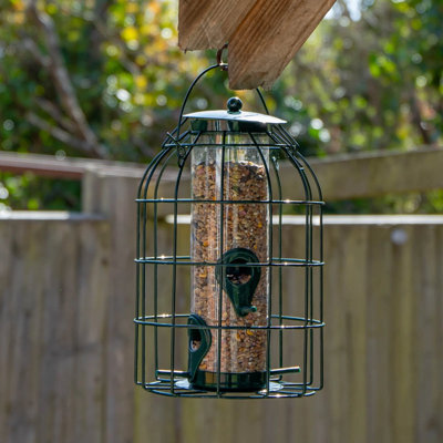Metal Hanging Bird Seed Feeder With Squirrel Guard , Outdoor Garden Bird Feeder - image 1