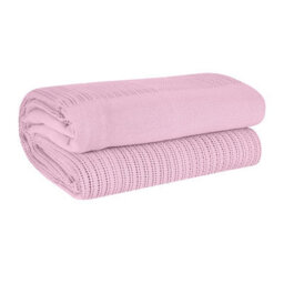 Ehc Cotton Soft Hand Woven Reversible Lightweight Adult Cellular Blanket, Double 230Cm X 230Cm, Pink