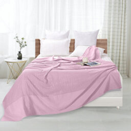 Ehc Cotton Soft Hand Woven Reversible Lightweight Adult Cellular Blanket, Double 230Cm X 230Cm, Pink - thumbnail 3