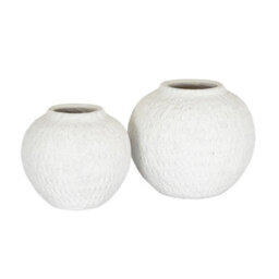 Hill Interiors Ashen Large Round Vase - Ceramic - L23 X W23 X H20 Cm - White - thumbnail 2