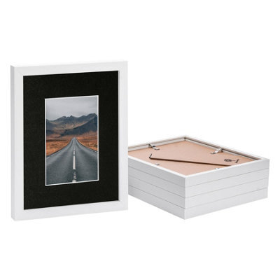 "Nicola Spring Photo Frames With 4"" X 6"" Mount - 8"" X 10"" - White/black - Pack Of 5" - image 1