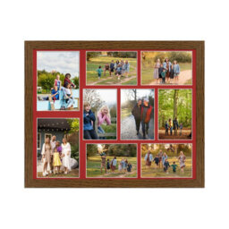 AK Frames 20X16 Dark Oak Modern Multi Photo Frame With Crimson Mount - Holds 9 Apertures (2X) 7X5, (7X) 6X4 Photos