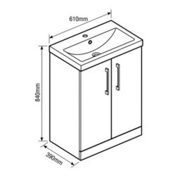 Balterley Bramshall Modern Bathroom 2 Soft Close Door & Mid-Edge Vanity Unit Basin, Dark Grey, 600mm - thumbnail 5
