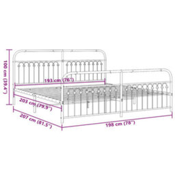Berkfield Metal Bed Frame Without Mattress With Footboard White 193X203Cm - thumbnail 8