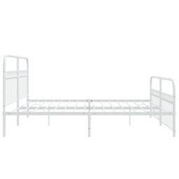 Berkfield Metal Bed Frame Without Mattress With Footboard White 193X203Cm - thumbnail 5
