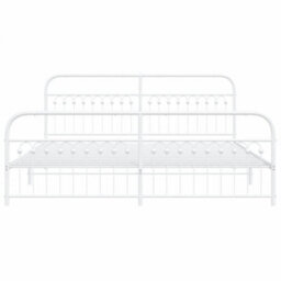 Berkfield Metal Bed Frame Without Mattress With Footboard White 193X203Cm - thumbnail 4