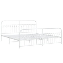 Berkfield Metal Bed Frame Without Mattress With Footboard White 193X203Cm - thumbnail 3