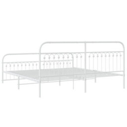 Berkfield Metal Bed Frame Without Mattress With Footboard White 193X203Cm - thumbnail 6