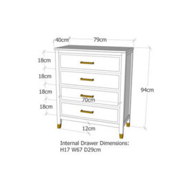 Cabinet Bits Palazzi 4 Drawer Chest Blue H94 W79 D40Cm - thumbnail 7