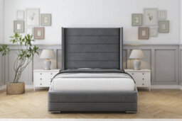 "Sloomy Sterling Armour Coniston Bed Frame With Mattress With 50""  Upholstered Wingback Headboard 2'6 Small Single" - thumbnail 1