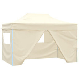Walplus Professional Folding Party Tent Garden Gazebo Canopy With 4 Sidewalls 3X4 M Steel Cream