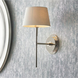 Loops Indoor Bright Nickel Plate Wall Light - Ivory Linen Mix Fabric Shade - Dimmable 6W Led E14 - thumbnail 4