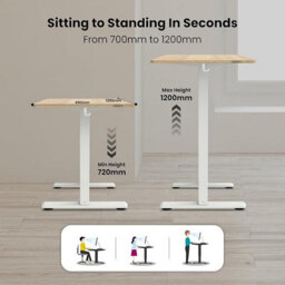 Aerolite Olsen & Smith, Single Electric Standing Desk, Sit Stand Table, 120X60X(72 -120)Cm, Steel Frame, Lcd Display, Memory, Hook, Holder - thumbnail 2