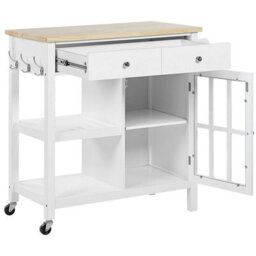 Beliani  Kitchen Trolley Genoa White - thumbnail 4