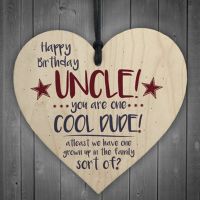 Red Ocean Cool Dude Funny Happy Birthday Heart Uncle Gifts For Him Man Family Sign Thank You Gift - image 1
