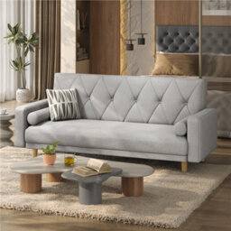 Yaheetech Fabric Convertible Sofa Bed With 2 Bolster Pillows For Living Room/guest Room, Light Grey - thumbnail 6