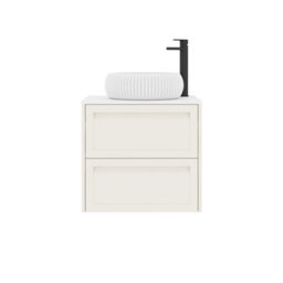 Royal Bathrooms Royal Bathroom Elmore 600mm Classic White Wall Mounted Bathroom Vanity Unit 2 Drawer Plain White Worktop With Milan Basin - thumbnail 7