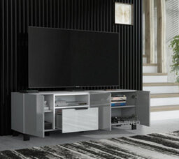 Furneo Living Room Set Tv Stand Display Cabinet Sideboard Coffee Table Grey White High Gloss Matt Blue Led Lights Enzo 2/14/16/18 - thumbnail 2