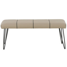 Beliani Beige Faux Leather Bedroom Bench With Metal Hairpin Legs, W104 X D43 X H45Cm - thumbnail 1