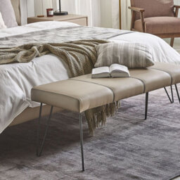Beliani Beige Faux Leather Bedroom Bench With Metal Hairpin Legs, W104 X D43 X H45Cm - thumbnail 2