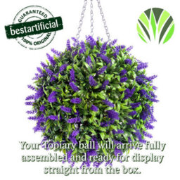 Best Artificial 38Cm Purple Lush Lavender Hanging Basket Flower Topiary Ball - Suitable For Outdoor Use - Weather & Fade Resistant - thumbnail 6
