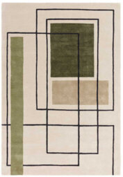 Beige Modern Handmade Geometric Wool Rug For Bedroom Living Room & Dining Room-120Cm X 170Cm - thumbnail 5