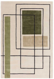 Beige Modern Handmade Geometric Wool Rug For Bedroom Living Room & Dining Room-120Cm X 170Cm - thumbnail 1