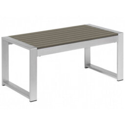 Beliani Garden Coffee Table Salerno 90 Cm 50 Cm Metal Dark Grey - thumbnail 1