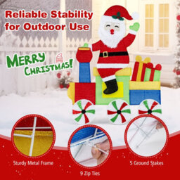 Costway Lighted Santa On Train Christmas Decoration Indoor Outdoor 2D Santa Claus - thumbnail 8