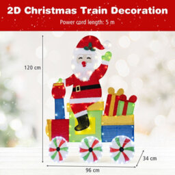 Costway Lighted Santa On Train Christmas Decoration Indoor Outdoor 2D Santa Claus - thumbnail 3