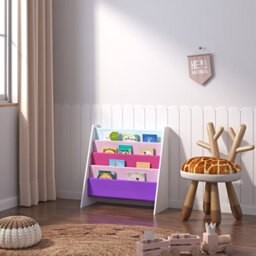 Xample Kids Bookshelf Book Storage 4 Tier Kids Sling Storage Bookcase Fabric Sling Shelves With Easy Book Access For Kids Bookcase