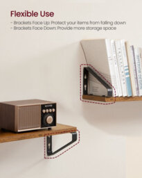 LEDREM Wall Shelves, Floating Shelves Wall Mounted, Set Of 3, 2 Mounting Ways, 40/50/60 Cm, Rustic Brown And Matte Black - thumbnail 4