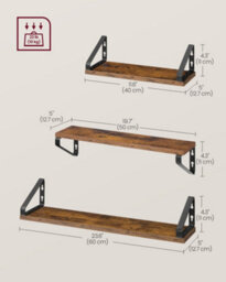 LEDREM Wall Shelves, Floating Shelves Wall Mounted, Set Of 3, 2 Mounting Ways, 40/50/60 Cm, Rustic Brown And Matte Black - thumbnail 7