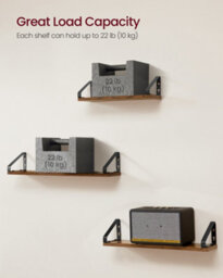 LEDREM Wall Shelves, Floating Shelves Wall Mounted, Set Of 3, 2 Mounting Ways, 40/50/60 Cm, Rustic Brown And Matte Black - thumbnail 5