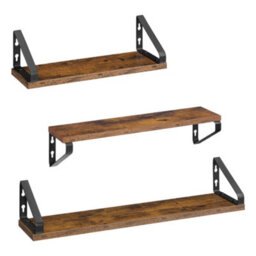 LEDREM Wall Shelves, Floating Shelves Wall Mounted, Set Of 3, 2 Mounting Ways, 40/50/60 Cm, Rustic Brown And Matte Black - thumbnail 2